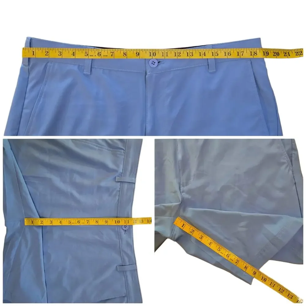 IZOD Golf Performance Shorts Mens 36W Light Blue Flat Front Stretch IZSHC2KR